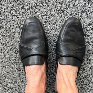 Classic Black Leather Mules